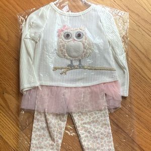 Mud Pie Leopard owl tunic with leggings set